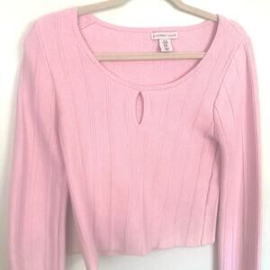 Sincerely Jules Womens M Pink Crop Keyhole Knit Sweater Y2K Preppy Soft Girl